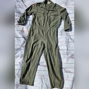Vintage 1998 German Army Flight Suit Olive Green Military Coveralls Size 14 GMBH